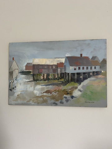 Vintage Oil on Board Coastal Painting (as found) 21 x 14