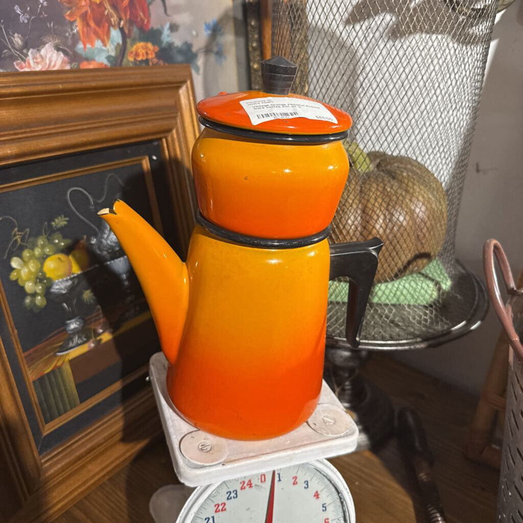 Vintage Orange FRENCH Enamel ware coffee pot as is – Warehouse 55