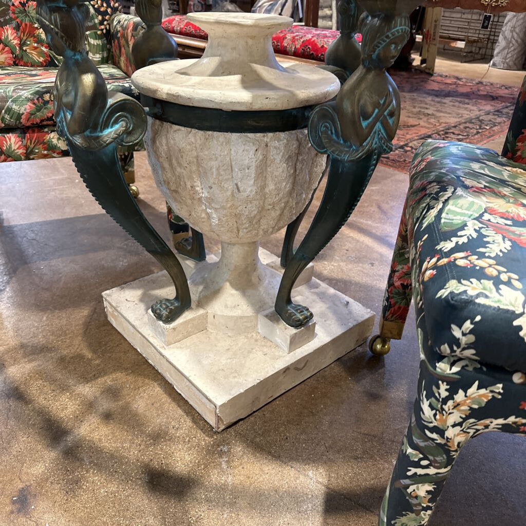 Vintage brass bamboo glass side table IN STORE PICK UP ONLY