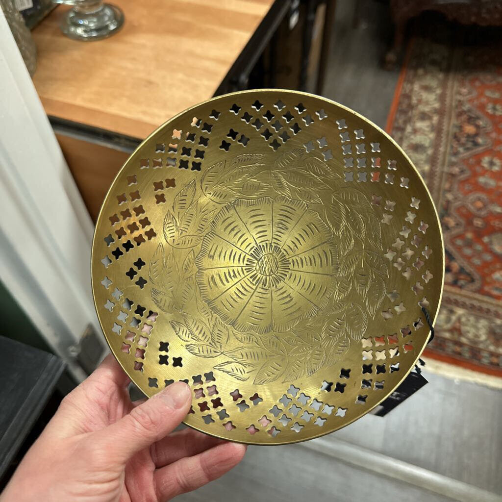Vintage Etched Brass Tray
