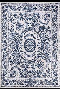 Abani Parker PAR110A Cream Blue Floral Machine Washable Rug 4' x 6'