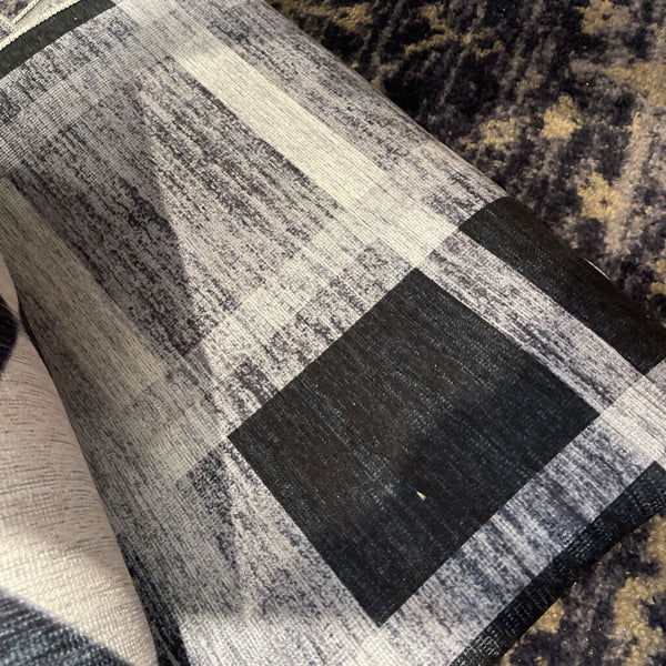 Abani Parker PAR130A Plaid Cream Black Machine Washable Rug 4' x 6'