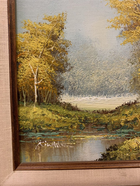 Fall framed landscape painting