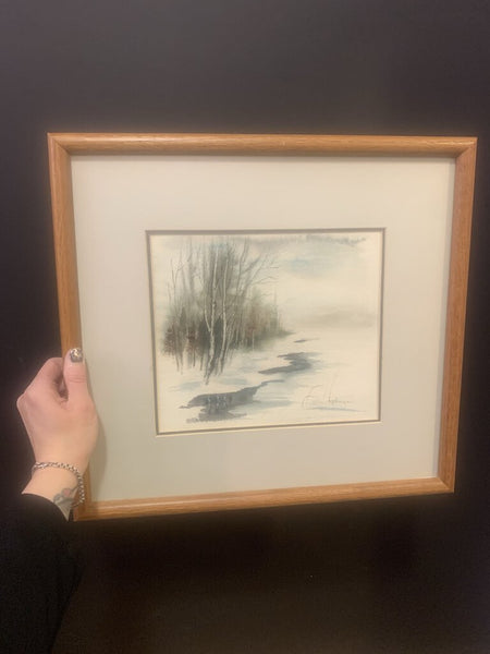 Signed watercolor landscape