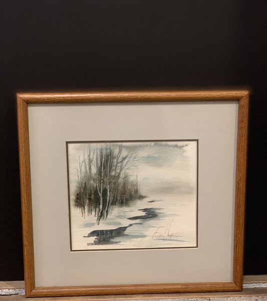 Signed watercolor landscape