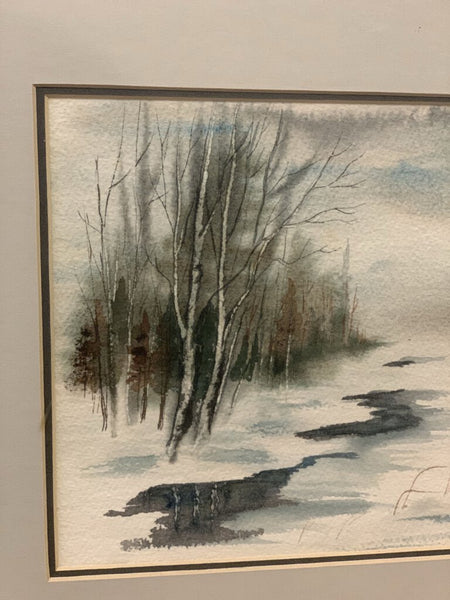 Signed watercolor landscape