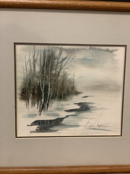 Signed watercolor landscape