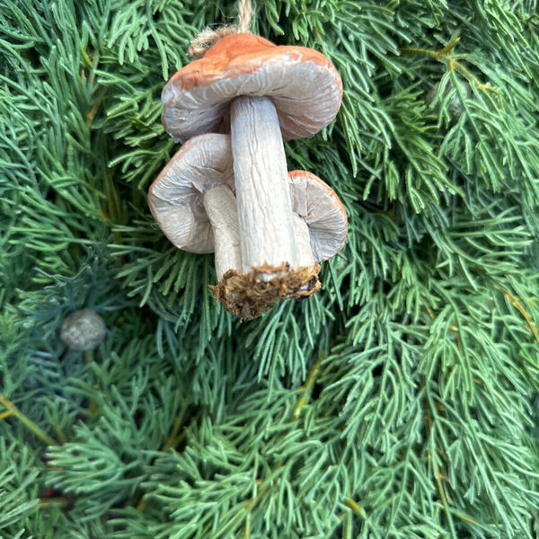 Mushroom x 3 ornament orange