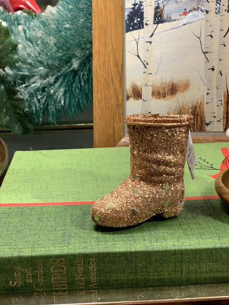 Vintage Japan glitter boot ornament