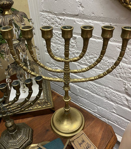 Vintage Seven Branch Brass Menorah 13"H