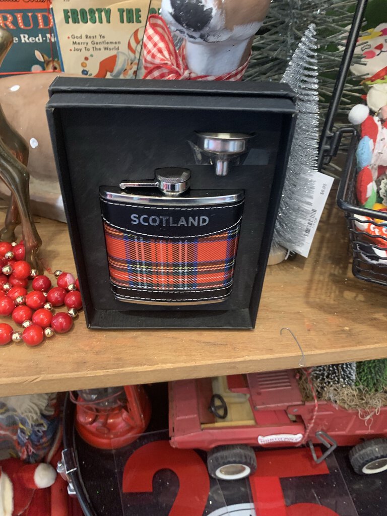 Royal Stewart plaid flask