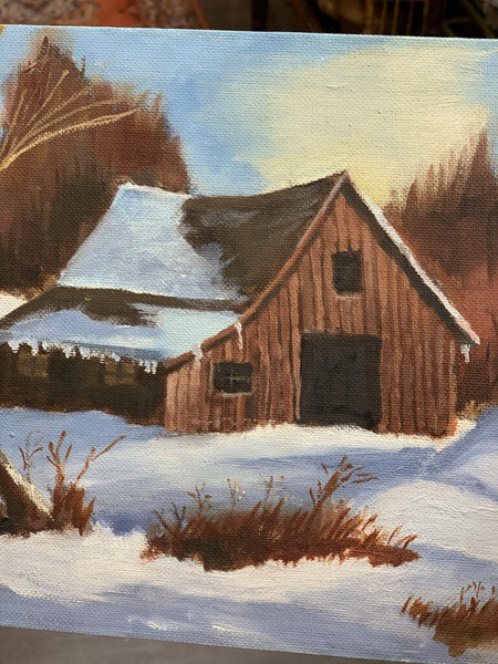 Barn landscape painting