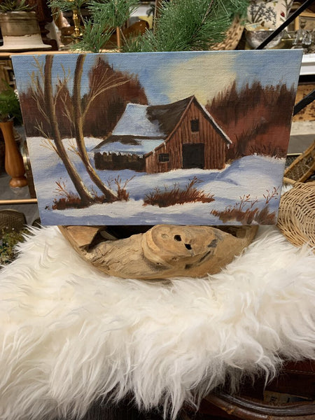 Barn landscape painting