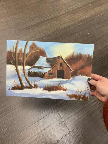 Barn landscape painting