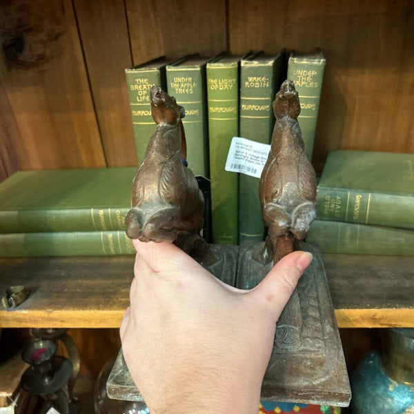 Cast Metal Vintage Copper Jumping Antelope Gazelle Bookends, Pair