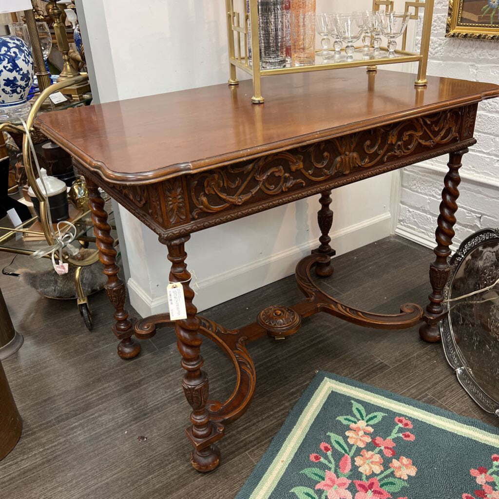 Vintage Library Table with Barley Twist Legs - PICK UP ONLY