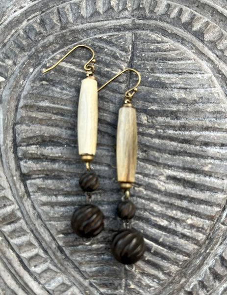 Tribal Long Brass Wire Dangle Earring