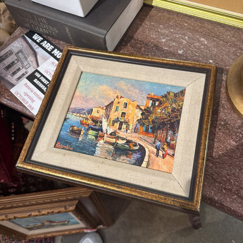 Vintage Coastal Oil painting signed Colombini & framed