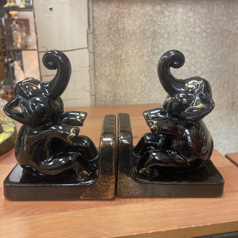 Moxie - Pair of Black Elephant Bookends