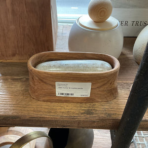 Oak mortar & marble pestle