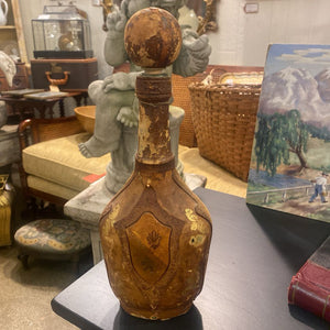 Vintage Leather Decanter w/ Shield (as found)