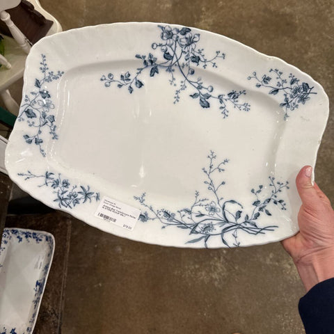 Antique Blue Transferware Platter IN STORE PICKUP ONLY