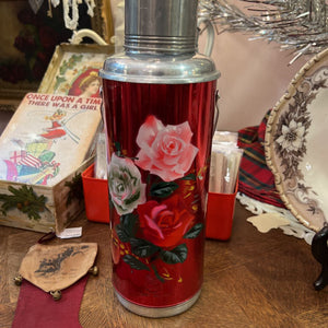 Red floral thermos