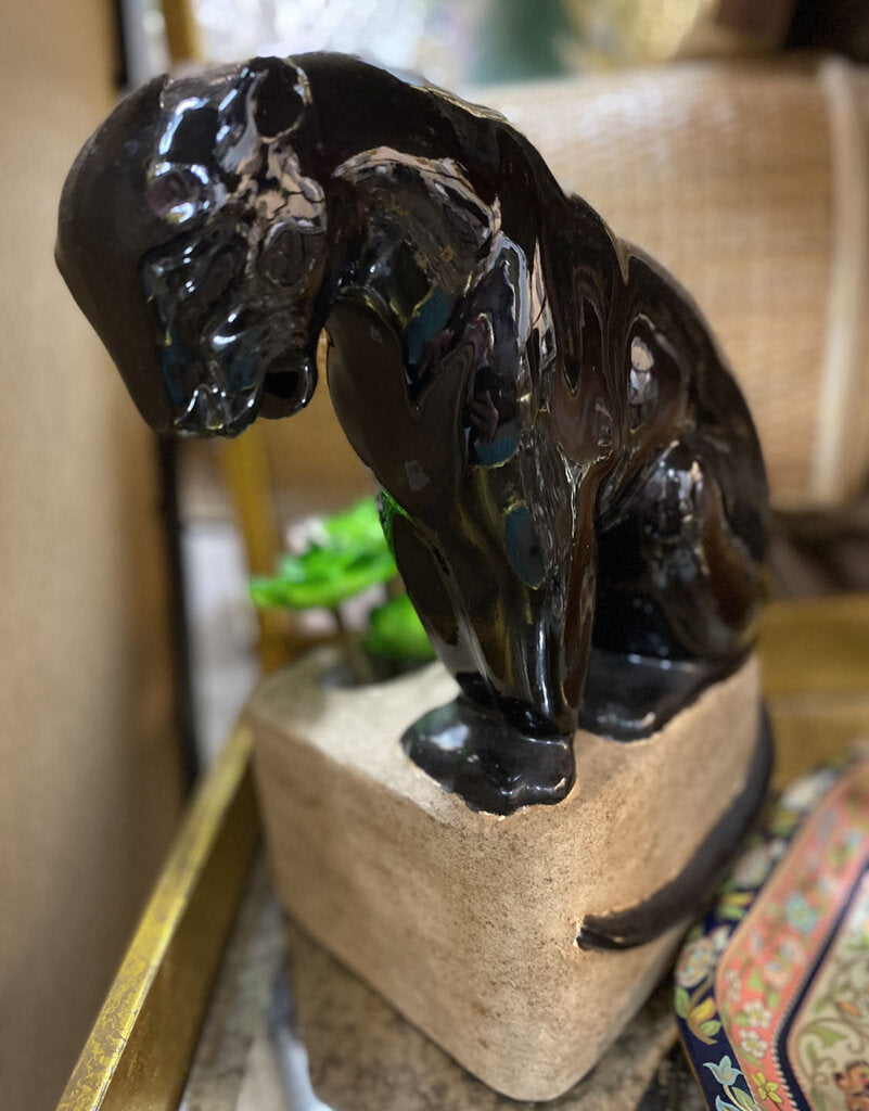 Vintage black panther planter