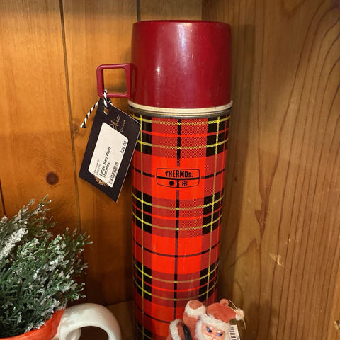 Large Red Plaid Thermos