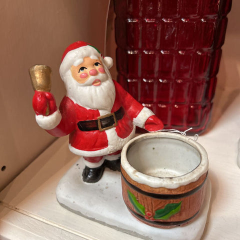 HOLIDAY - Vintage Bell Ringing Santa w/ Candle Holder Chimney