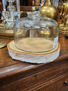 Cloche on wood slab 8" x 6" tall including slab