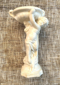 Vintage Plaster Cherub Urn Planter 12H