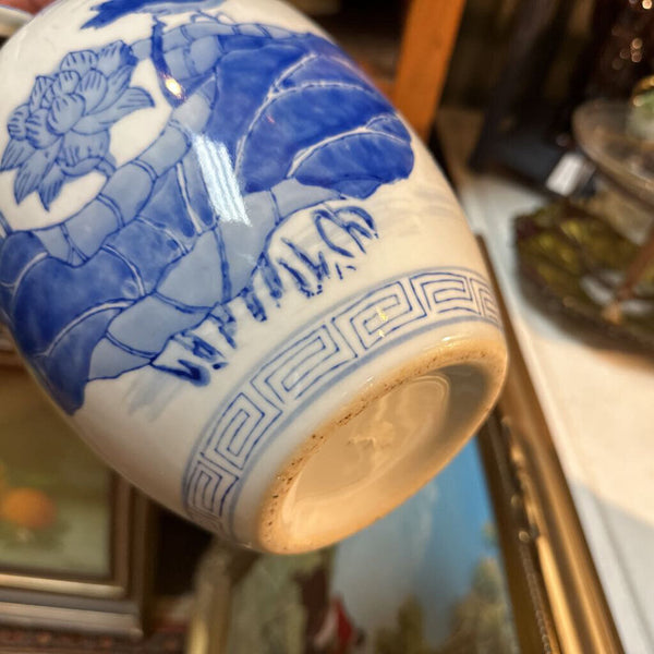 Set of 2 Vintage Blue & White Large Chinoiserie Ceramic Ginger Jars (in store pickup only)