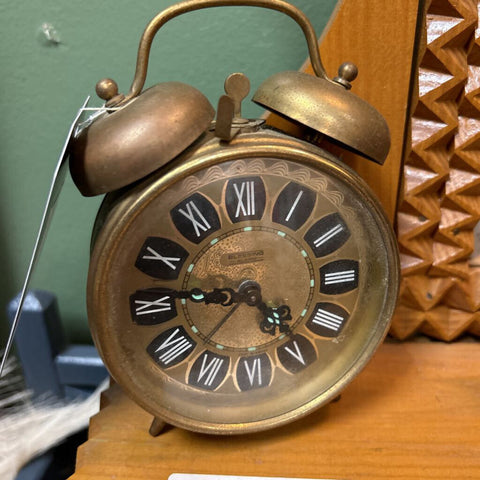 vintage brass blessing alarm clock west germany