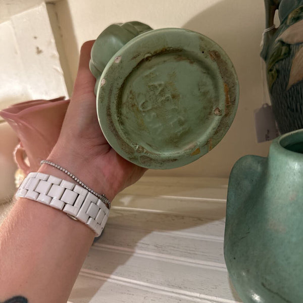 Vintage Heager Pottery green 10"