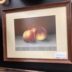 Vintage Unsigned Original Peaches Still Life Pastel 15.5 x 12"