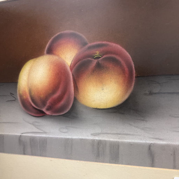 Vintage Unsigned Original Peaches Still Life Pastel 15.5 x 12"