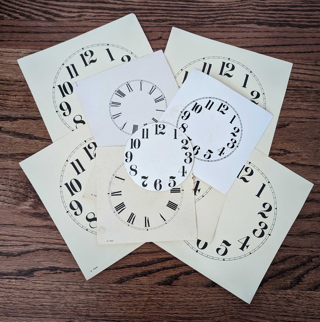 Vintage Cardstock Clock Faces - 9/Set