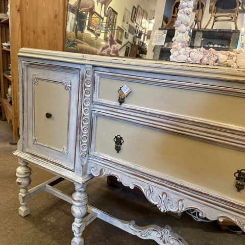 Shabby cream Buffet. 65w x 22deep x 37tall IN STORE PICKUP ONLY