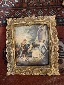 Vintage Italian ornate, gold frame with figural print