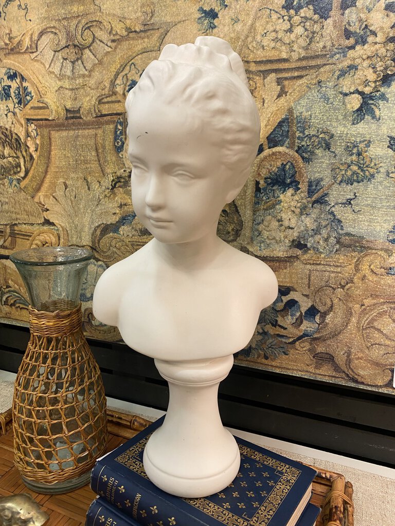 Vintage Bisque Porcelain Bisque Young Girl Bust 17" x 8"