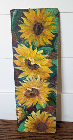 Tuscan Sunflower Oil on Board Signed (purchased in Florence) 17x6