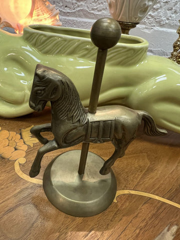 small Vintage Brass Carousel Horse