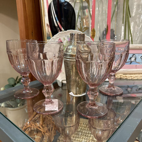 Libby glass dura tuff USA pink goblets (set of 4)