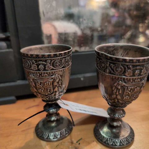 Pair Of Vintage Small Goblets w/engraving