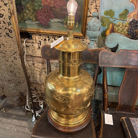 large brass etched lamp Frederick Cooper