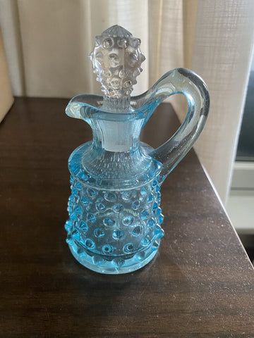 Blue Hobnail Glass Cruet W1409