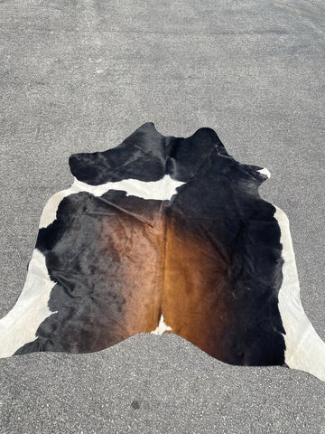 Black and Brown Cowhide 80” x 65” (approx) W1416