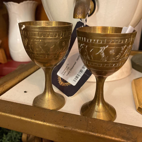 Set of 6 Small Brass Goblets