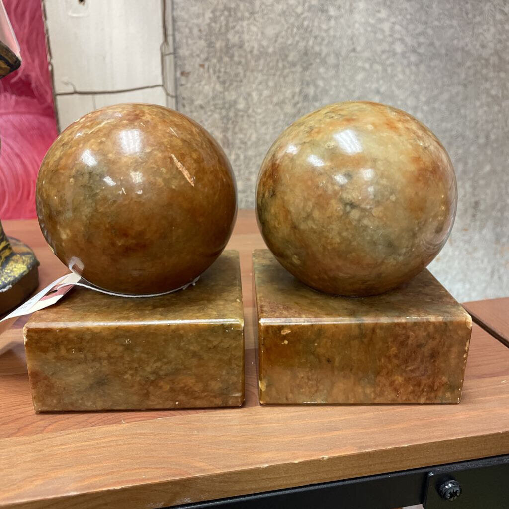 Moxie - Pair Alabaster Sphere Bookends